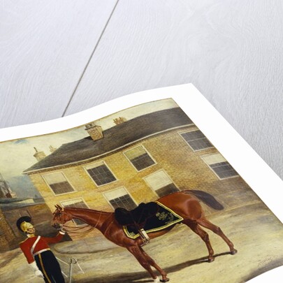 An Officer of the Dragoon Guards, Caribineers with his Mount in the Barrack's Stable Yard, 1839 by John Frederick Herring Snr