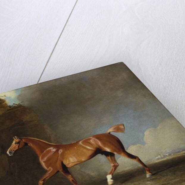 A Golden Chestnut Racehorse by a Rock Formation, 1800 by Benjamin Marshall