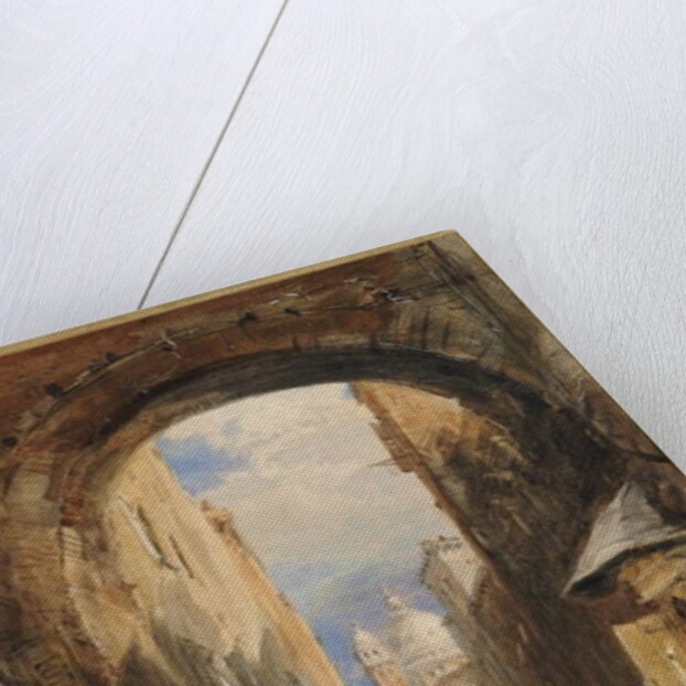Venice: an Edicola beneath an Archway, with Santa Maria della Salute in the Distance, 1853 by James Holland