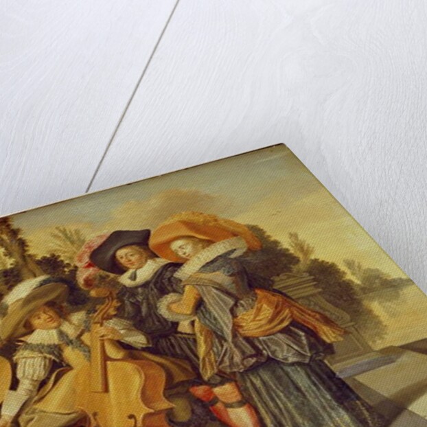 Elegant Figures making Music on a Terrace by a Lake by Dirck Hals