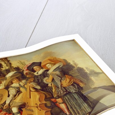 Elegant Figures making Music on a Terrace by a Lake by Dirck Hals