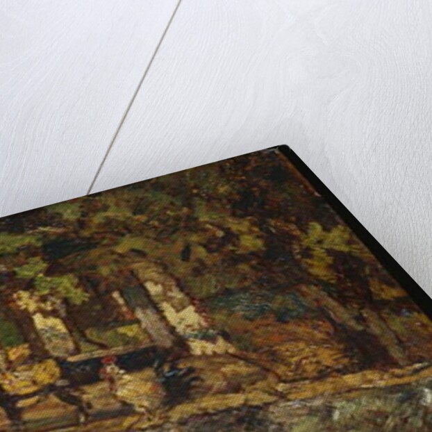 Farmyard with a Donkey and Cockerels by Adolphe Joseph Thomas Monticelli