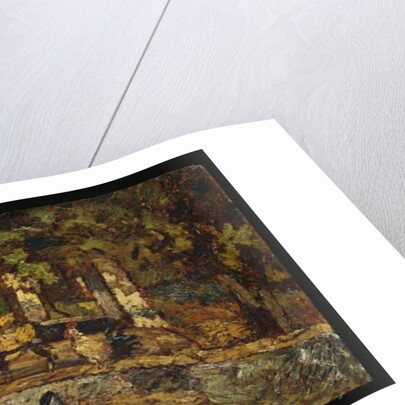 Farmyard with a Donkey and Cockerels by Adolphe Joseph Thomas Monticelli