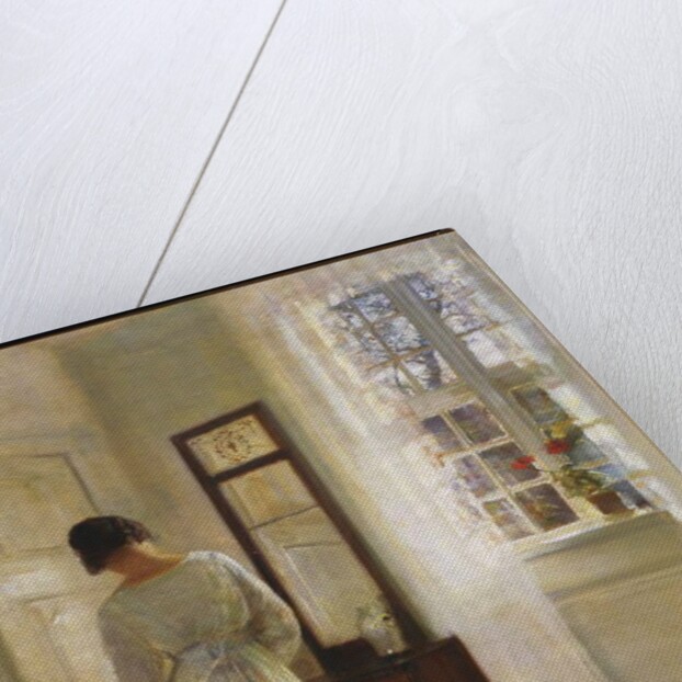 A Lady looking in a Mirror by an Open Door by Carl Holsoe