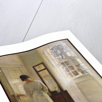 A Lady looking in a Mirror by an Open Door by Carl Holsoe