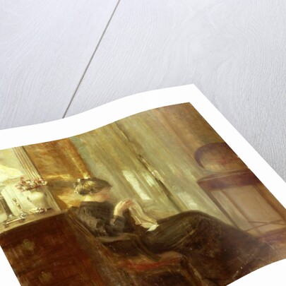 A Woman Sewing in an Interior by Carl Holsoe