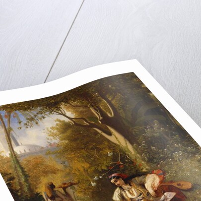 An Algerian Woman and her Servant in a Garden, 1844 by Charles Theodore Frere