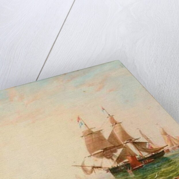 A trading brig and other vessels off the entrance to Scarborough by John Wilson Carmichael