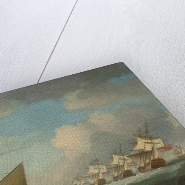 A squadron of the Red beating its way up the Channel with an Admiralty yacht inshore by Francis Swaine