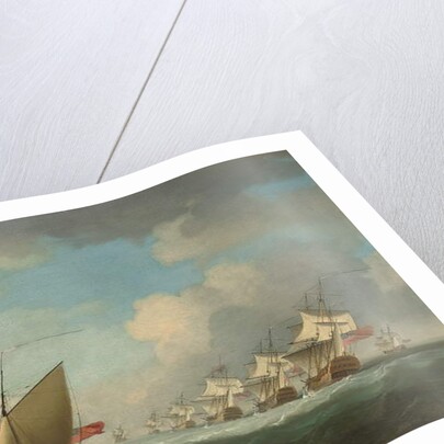 A squadron of the Red beating its way up the Channel with an Admiralty yacht inshore by Francis Swaine