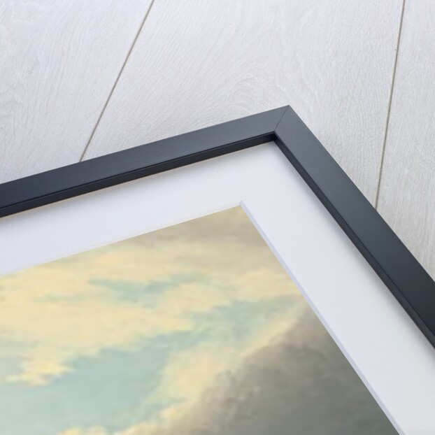 A barge running out of harbour, a frigate riding on her anchor beyond by David James