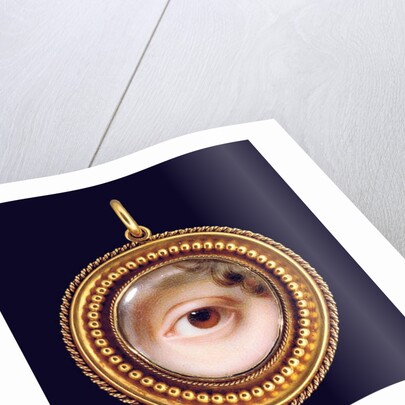 The left eye of the artist's sister, Mary Cox Dillman Engleheart, later Mrs. John Pyne, brown iris with curling lock of brown hair by John Cox Dillman Engleheart