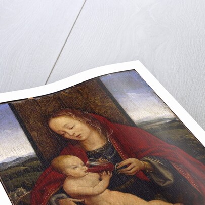 The Madonna and Child enthroned by Cornelis van (after) Cleve