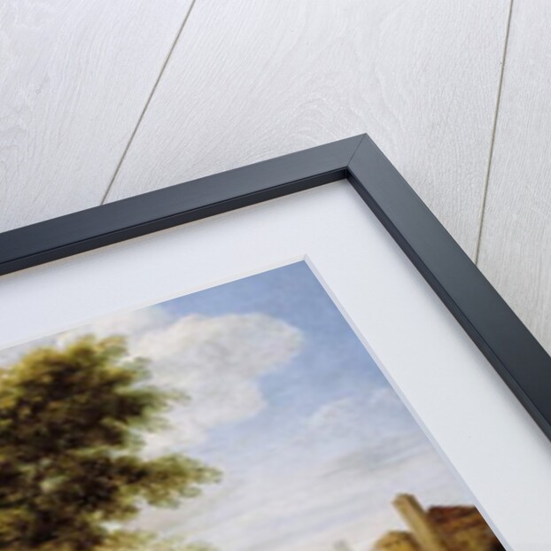 Italianate river landscape with poling boatman and woman with a basket of crabs, c.1604-05 by Domenichino