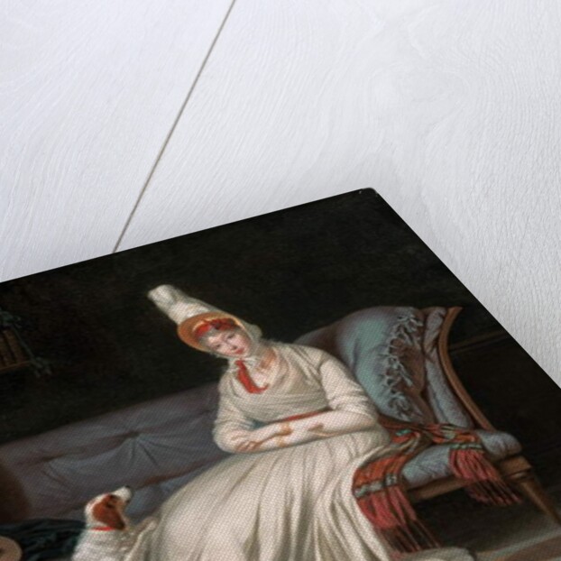 Portrait of Elizabeth, Lady Webster, later Lady Holland, in a white dress with her spaniel Pierrot, c.1795 by Louis Gauffier