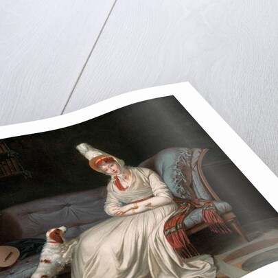 Portrait of Elizabeth, Lady Webster, later Lady Holland, in a white dress with her spaniel Pierrot, c.1795 by Louis Gauffier