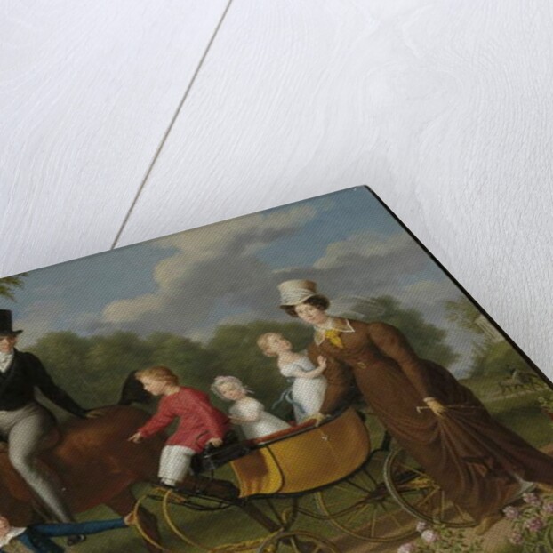 Portrait of a gentleman, said to be the Russian architect Voronikhin in the gounds of the Pavlovsk Palace, with his wife and children by Anthelme Francois Lagrenee