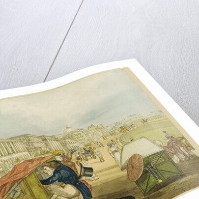 An Inexperienced Palanquin Rider, Tom Shaw Hiring a Palanquin on the Esplanade, Calcutta by Charles D'Oyly