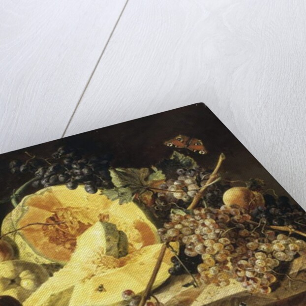 A Still Life with fruit, nuts and insects, 1835 by Leopold Zinnogger