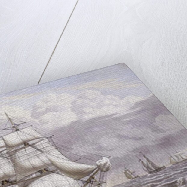 An American Frigate under Sail, with other shipping, 1832 by Lauritz Rasmus Lyngbye