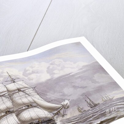 An American Frigate under Sail, with other shipping, 1832 by Lauritz Rasmus Lyngbye