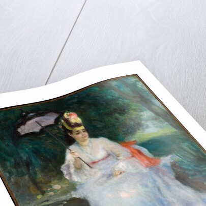 Woman with a parasol seated in the garden, 1872 by Pierre Auguste Renoir