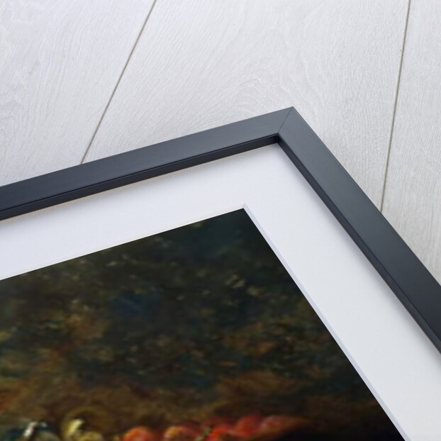 Still life with roses, chrysanthemums, grapes and strawberries by Modeste Carlier