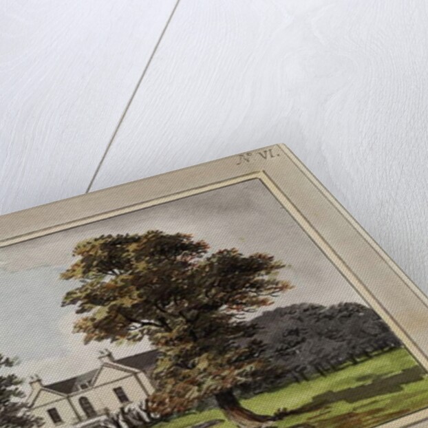 Illustration from 'Red Books', for 'Mogenhanger in Bedfordshire, a Seat of Godfrey Thornton Esq.', 1792 by Humphry Repton