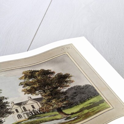 Illustration from 'Red Books', for 'Mogenhanger in Bedfordshire, a Seat of Godfrey Thornton Esq.', 1792 by Humphry Repton