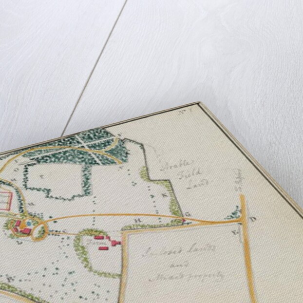 Map from 'Red Books', for 'Mogenhanger in Bedfordshire, a Seat of Godfrey Thornton Esq.', 1792 by Humphry Repton
