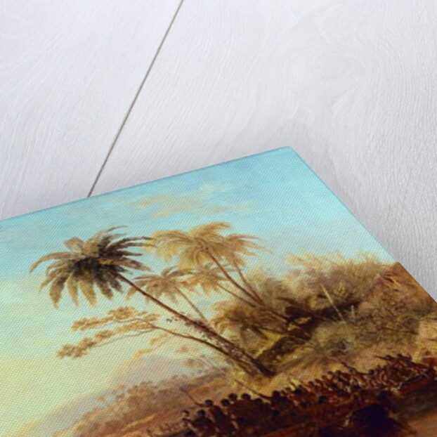 A British Surveying Ship in the South Pacific Greeted by Islanders in Outrigger Canoes, c.1840 by John Wilson Carmichael