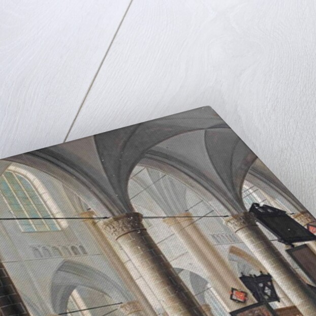 The interior of the Grote Kerk in Dordrecht, with figures conversing and children playing by Daniel de Blieck