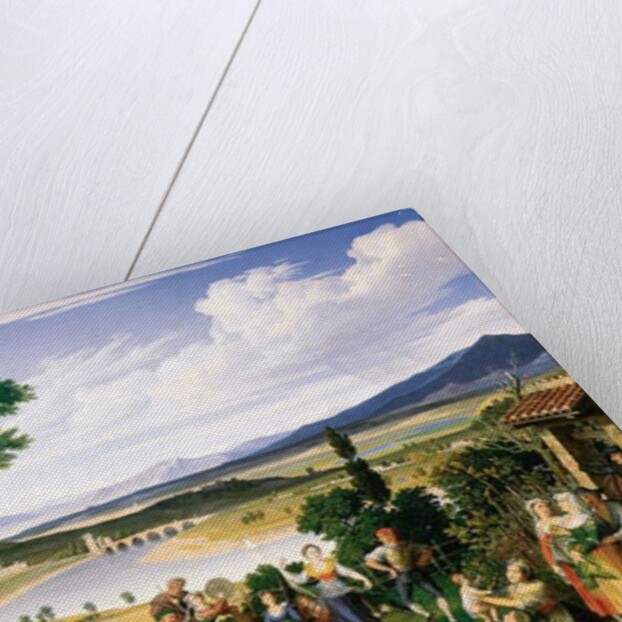 Tiber landscape with cheerful country folk, 1817 by Joseph Anton Koch