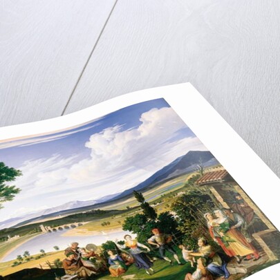 Tiber landscape with cheerful country folk, 1817 by Joseph Anton Koch