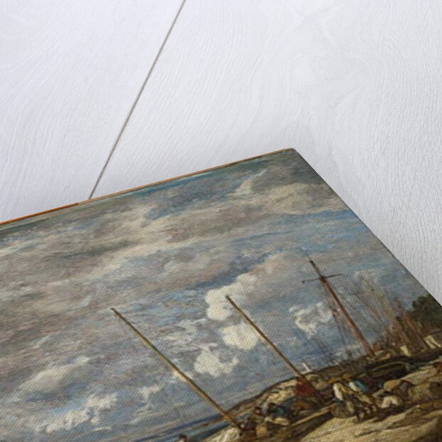 Fishing boats at the dock, Douarnenez, 1855 by Eugene Louis Boudin