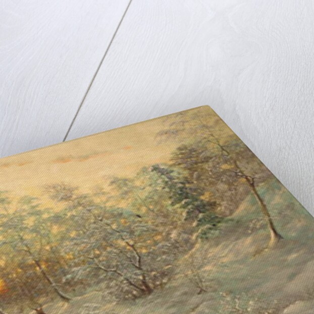 Deer in a snowy landscape at dusk by Ivan Fedorovich Choultse