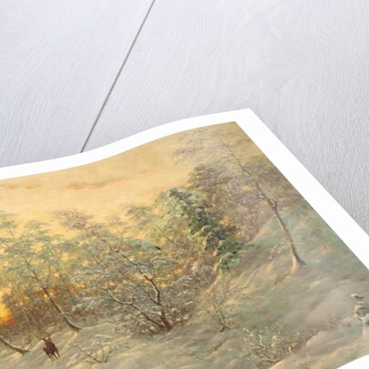 Deer in a snowy landscape at dusk by Ivan Fedorovich Choultse