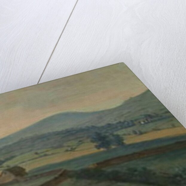 A view of the ruined Westby Hall, Yorkshire, with a hunting party in the foreground by Robert Griffier