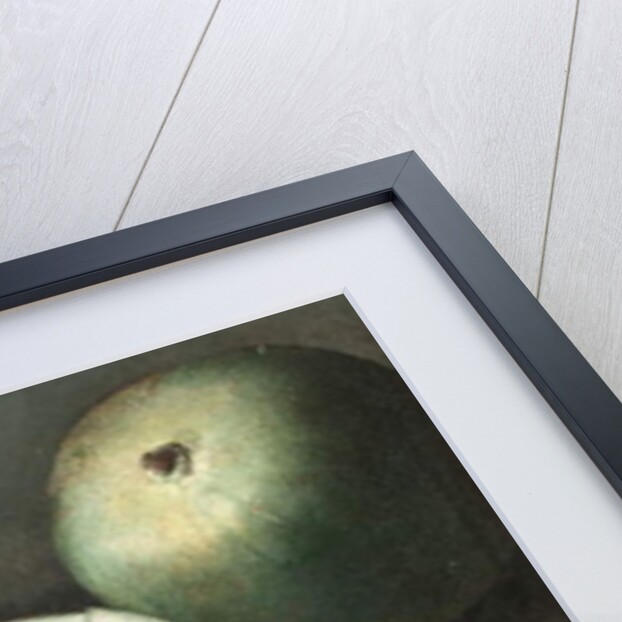 Watermelons and figs on a stone ledge by Neapolitan School