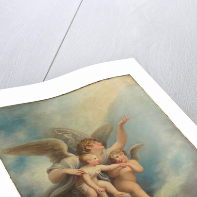 An angel and putti accompanying a child's soul to heaven by Maria Hadfield Cosway