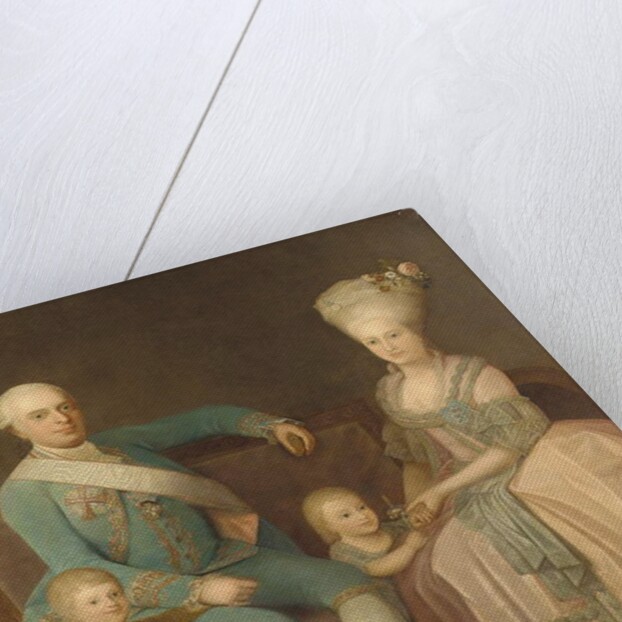 Portrait of a family group, believed to be Engel Ernst von Schack, his wife Mette Pauline von Schack, nee Rosenorn, and their children by Danish School