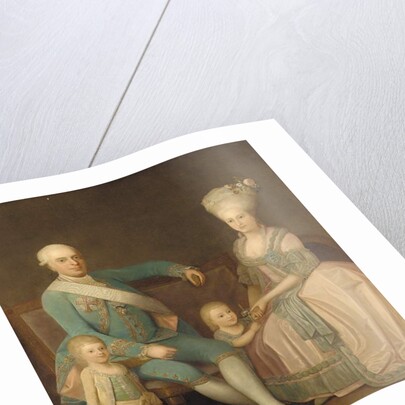 Portrait of a family group, believed to be Engel Ernst von Schack, his wife Mette Pauline von Schack, nee Rosenorn, and their children by Danish School