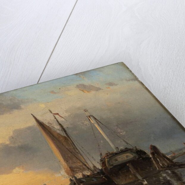 Harbour on a Dutch river, 1843 by Johan-Barthold Jongkind