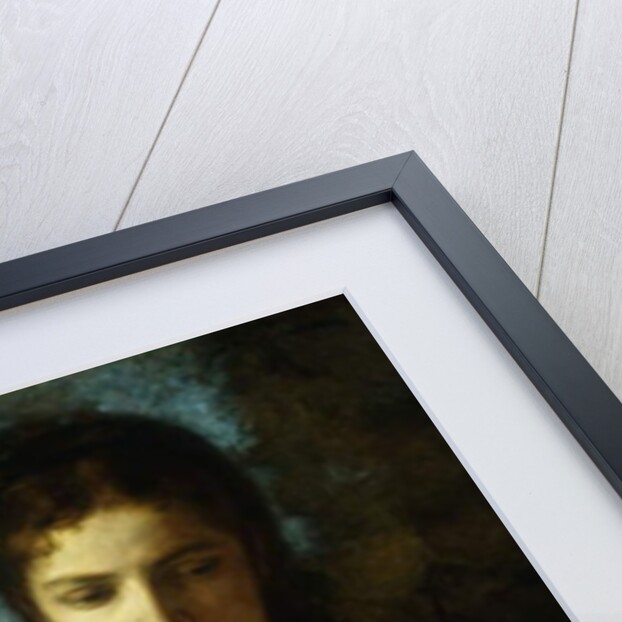 A young woman in classical dress, holding a red rose by Georges Bellanger