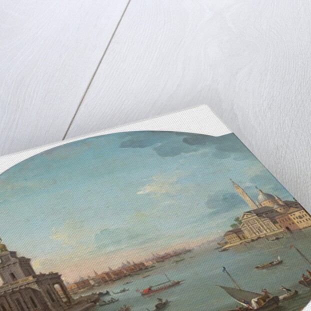 View of San Giorgio Maggiore, Venice, with the Punta della Dogana in the foreground by Antonio Joli