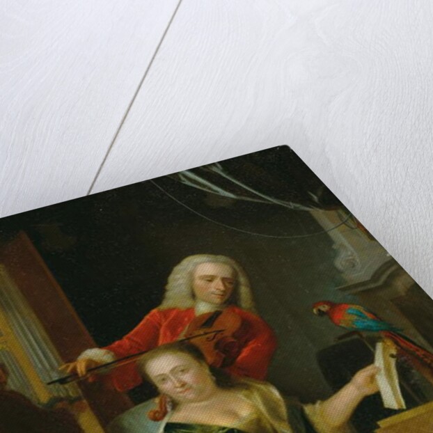 Portrait of a gentleman and his wife making music in an interior by Philip van Dijk