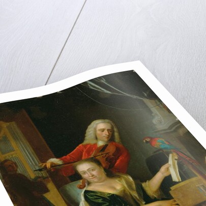 Portrait of a gentleman and his wife making music in an interior by Philip van Dijk