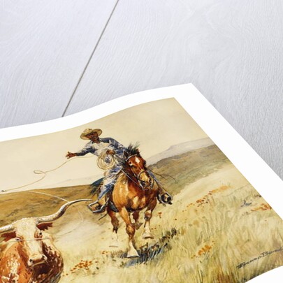 Roping A Steer by Edward Borein