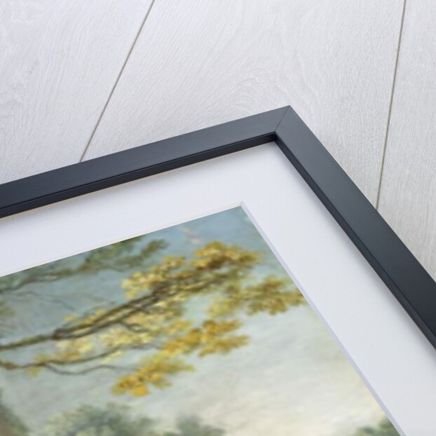 A Shepherdess Seated with Sheep and a Basket of Flowers Near a Ruin in a Wooded Landscape by Jean-Honore Fragonard