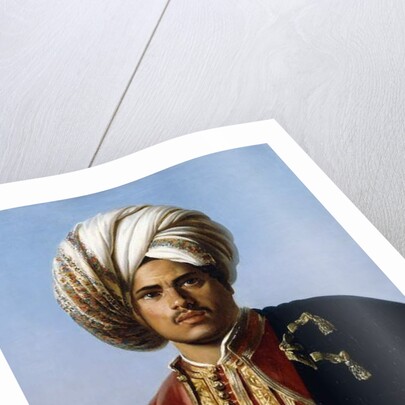 Portrait of an Ottoman Prince, Half Length, in Red and Gold by Francois Henri Alexandre La Fond